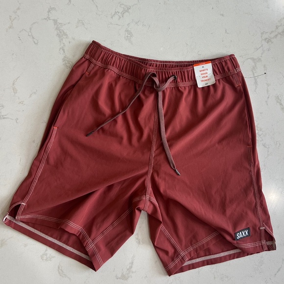 Saxx Oh Buoy 2N1 Stretch Swim Volley 7" with liner. NWT size S. Rust color - Picture 1 of 3